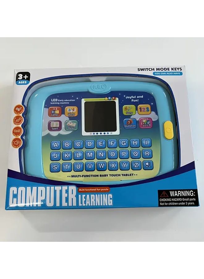 جهاز لوحي إلكتروني أزرق للتعلم مع الأبجدية والأرقام والموسيقى والبيانو والألعاب والكاميرا والميكروفون - Image 1